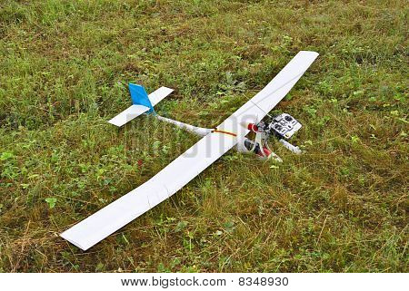 Modello di aeroplano atterrato