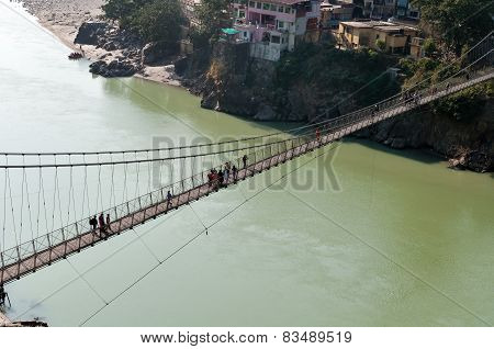 Laxman Jhula Bridge Over Ganges River