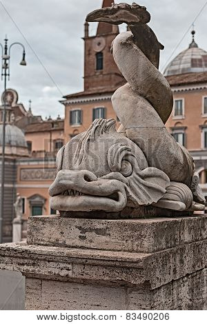 Fish Statue In Rome Piazza Del Popolo