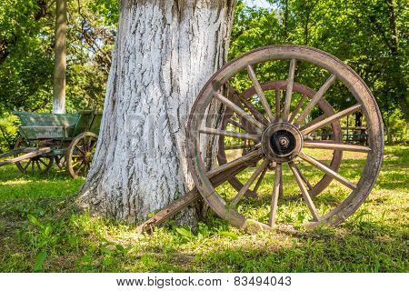 Old Wooden Wagon Wheel