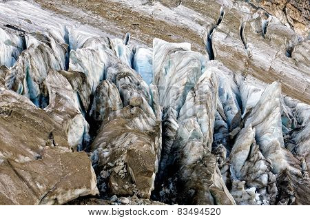 Old rugged glacier huge cracks