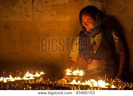 Tibetan woman at Boudhanath, Nepal