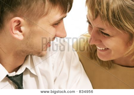 A laughing couple.