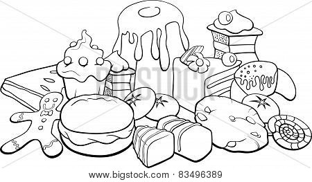 Sweets For Coloring Book