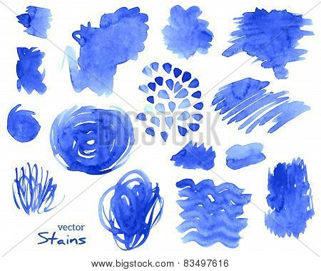 Set of textured brush strokes. Vector illustration.