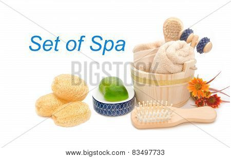 Wooden Bucket With Spa And Sauna Accessories