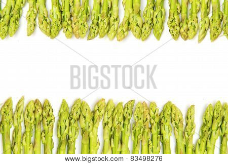 Closed-up Green Asparagus On A White Background