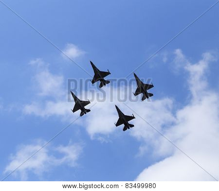 F16 Falcon Fighter Jet Flying On Blue Sky