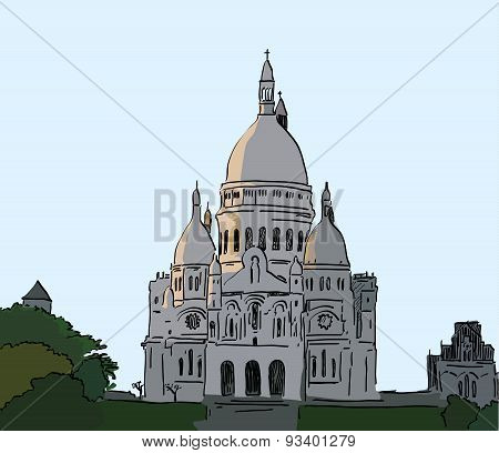 Vector illustration of Basilique du Sacre Coeur, Paris