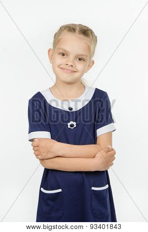 Half-length Portrait Of Six Years Self-confident Girls