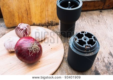 spices on a wooden table