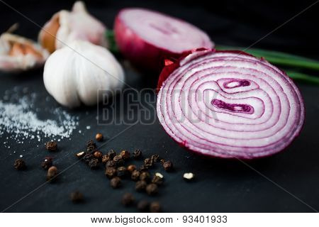 spices on a wooden table
