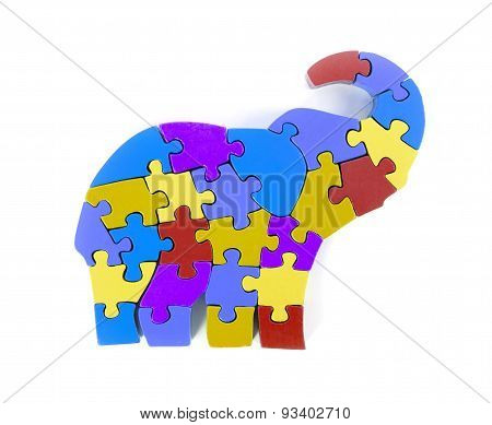 Colorful Puzzle Pieces In Elephant Shape