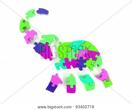 Colorful Puzzle Pieces In Elephant Shape