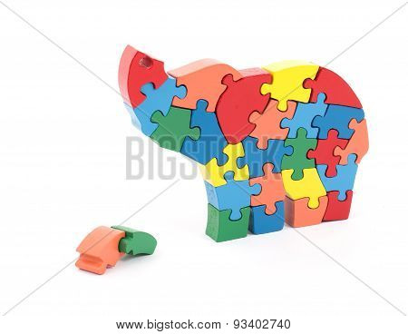 Colorful Puzzle Pieces In Elephant Shape