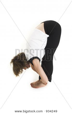 Beyaz tişört kadın Yoga yapıyor