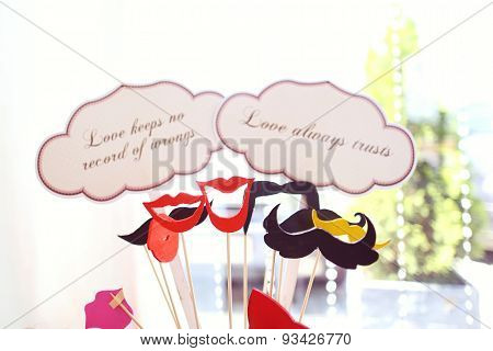 Retro Wedding Set On Table With Qoutes About Love