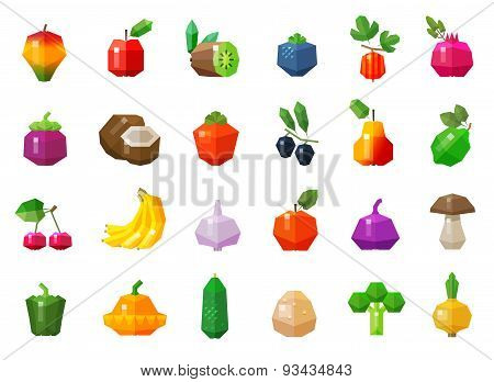 fruits and vegetables set icons