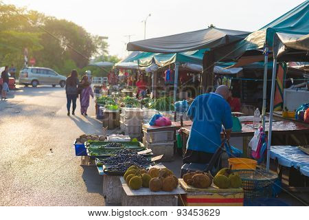 Local Food Market In Miri, Borneo, Malaysia