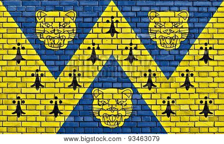 Flag Of Shropshire Painted On Brick Wall