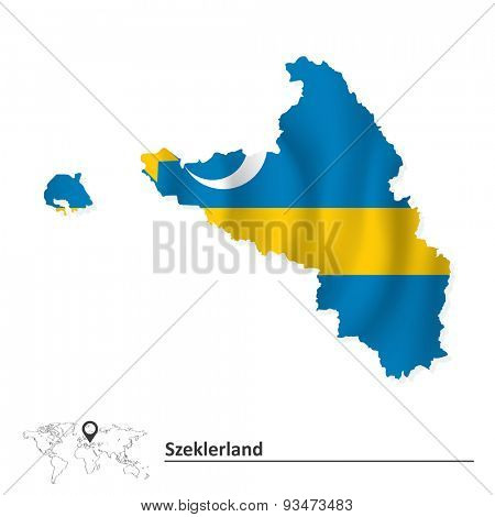 Map of Szeklerland with flag - vector illustration