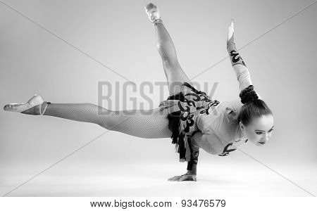 Beautiful Young Woman Limber Exerciser In The Studio