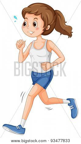 Girl in sportswear jogging alone