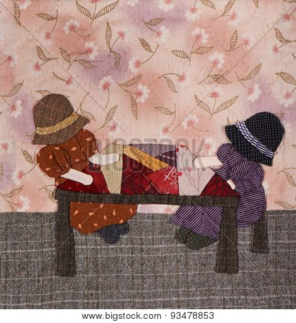 Sunbonnet Sue Applique Quilt Detail