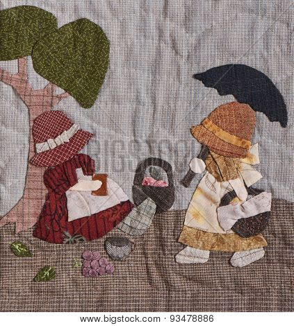 Sunbonnet Sue Applique Quilt Detail