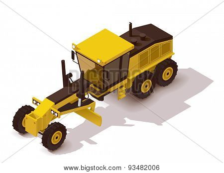 Isometric icon representing heavy yellow grader