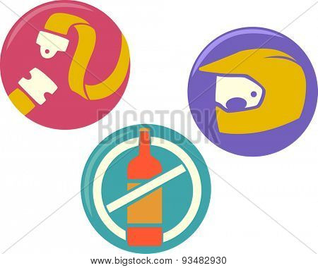 Icon Illustration of Safety Reminders When Driving