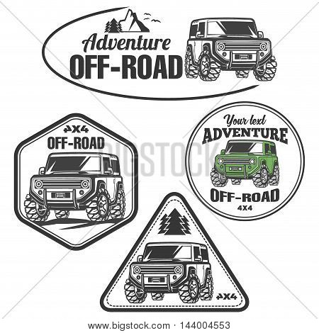 off-road suv car emblems badges and icons. Rock crawler car
