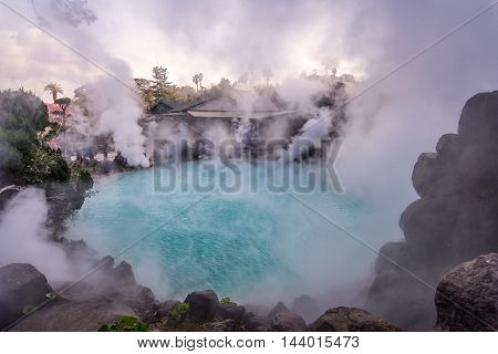 Hot Spring  (hell) Blue Water In Umi-zigoku In Beppu Oita, Japan