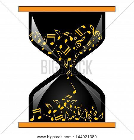 An illustration of a musical clock as a symbol of time for music.