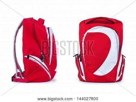 sports backpack standing on a white background