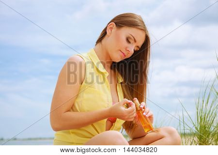 Woman With Sun Oil.