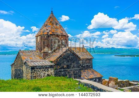 The Sevanavank Monastery is the most popular landmark on Sevan Lake it's visited by tourists and pilgrims Sevan Armenia.
