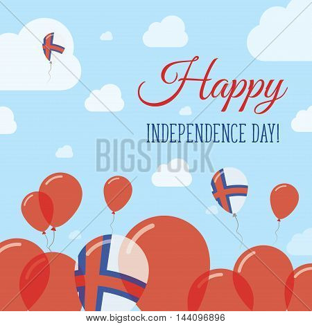 Faroe Islands Independence Day Flat Patriotic Design. Faroese Flag Balloons. Happy National Day Vect