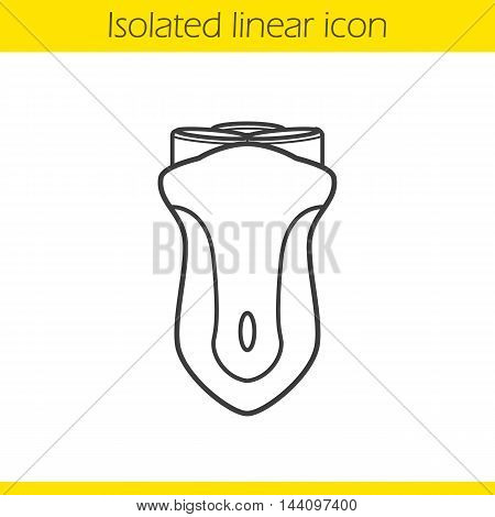 Electric shaver linear icon. Thin line illustration. Electric razor contour symbol. Vector isolated outline drawing