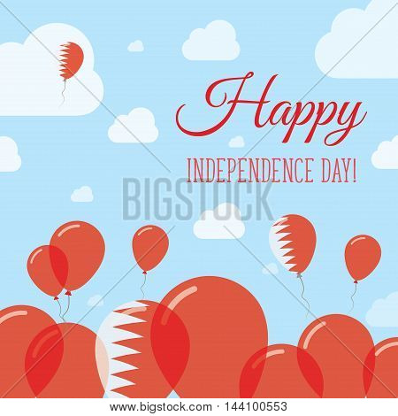 Bahrain Independence Day Flat Patriotic Design. Bahraini Flag Balloons. Happy National Day Vector Ca