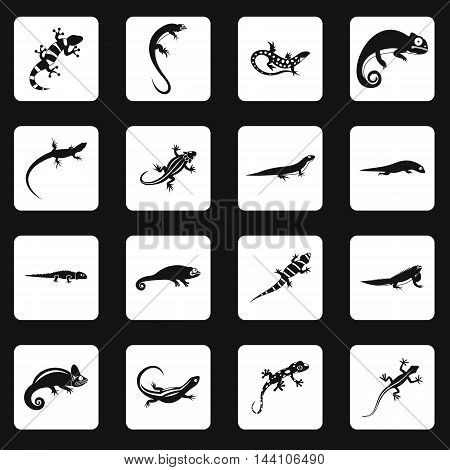 Amphibian icons set in simple style. Reptiles set collection vector illustration
