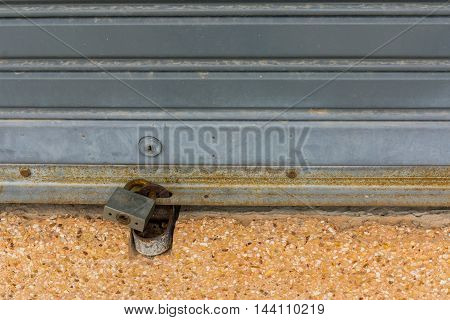 Old lock on the door. lock on the door of an old warehouse. close-up. focus on lock