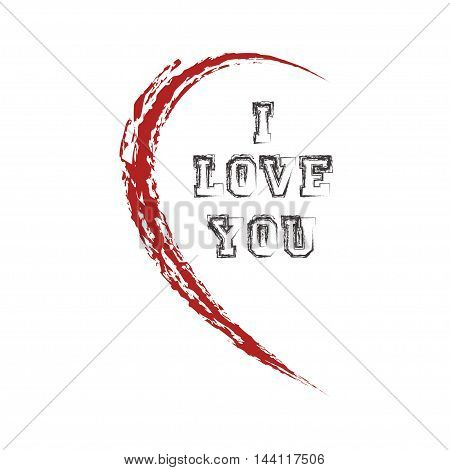 half heart with word  I love you - vector