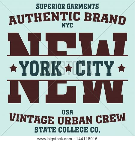 New york Brooklyn sport typography t-shirt. New york College fashion design print for t-shirt. Brooklyn T-shirt Printing Design, original wear,  sportswear apparel - vector