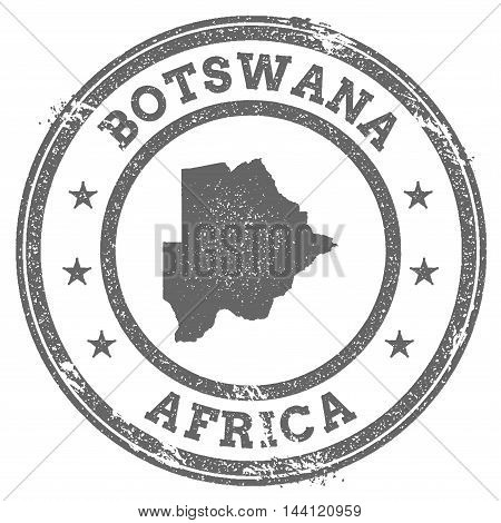 Botswana Grunge Rubber Stamp Map And Text. Round Textured Country Stamp With Map Outline. Vector Ill
