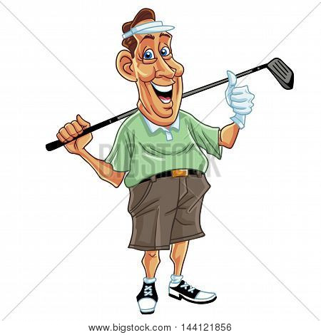 Golfer Man Cartoon Vector Illustration Clipart Mascot
