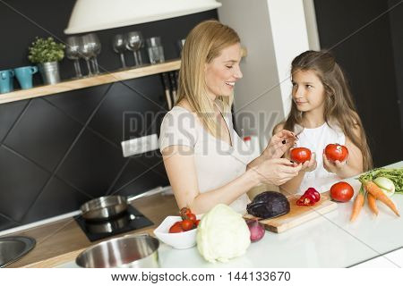 Mother And Daughter In The Kitchen