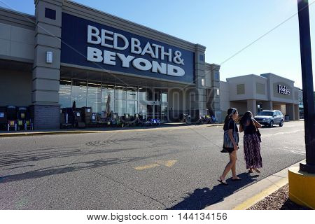 PETOSKEY, MICHIGAN / UNITED STATES - AUGUST 2, 2016: Bed Bath & Beyond offers a.varied selection of home goods, including bedding, kitchenware, towels & decor items, in Petoskey's Bay Mall.