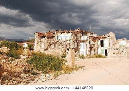 The rubble after the devastation of an earthquake