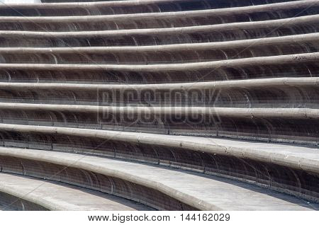 Stairs Architecture background. flat and circular staircase that surrounds a large area